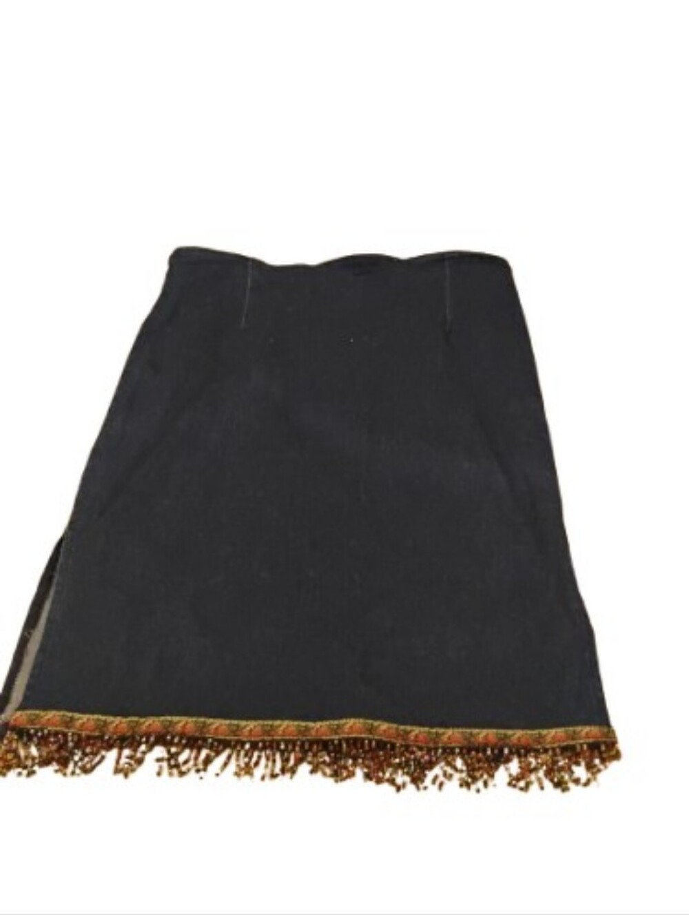 Vintage 1990s 2000s Liquid X Denim Beaded Trim Skirt